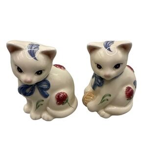Lenox Ceramic Barnyard Cat Salt and Pepper Shakers Handcrafted China